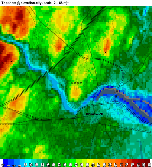 Topsham elevation map