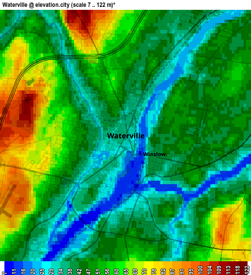 Waterville elevation map