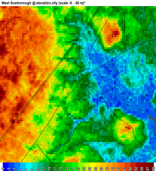 West Scarborough elevation map