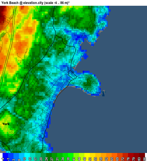 York Beach elevation map