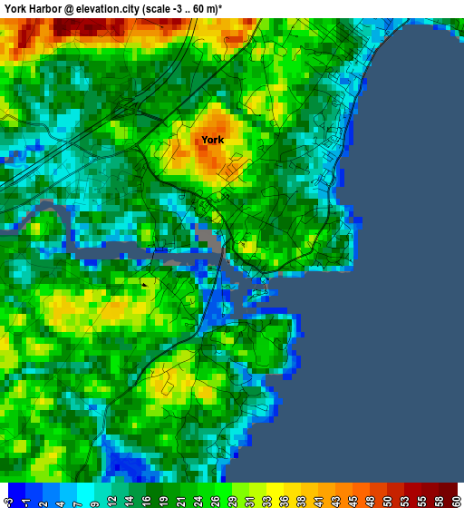 York Harbor elevation map