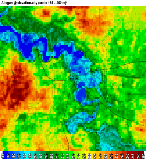 Allegan elevation map