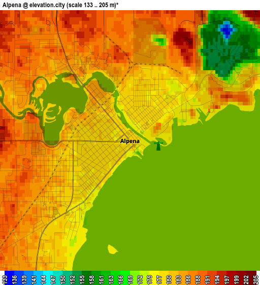 Alpena elevation map