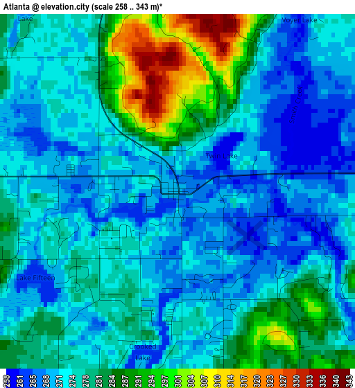 Atlanta elevation map