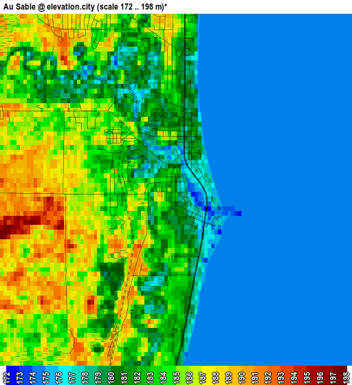 Au Sable elevation map