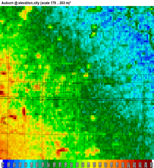 Auburn elevation map