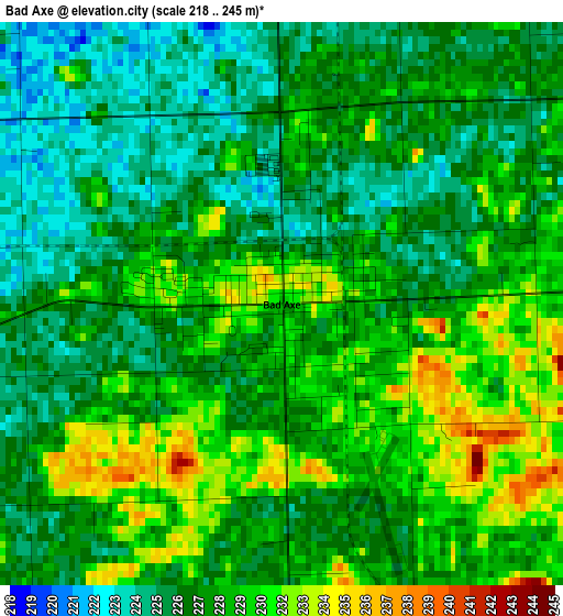 Bad Axe elevation map