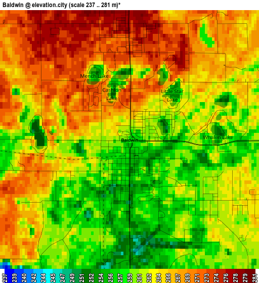 Baldwin elevation map