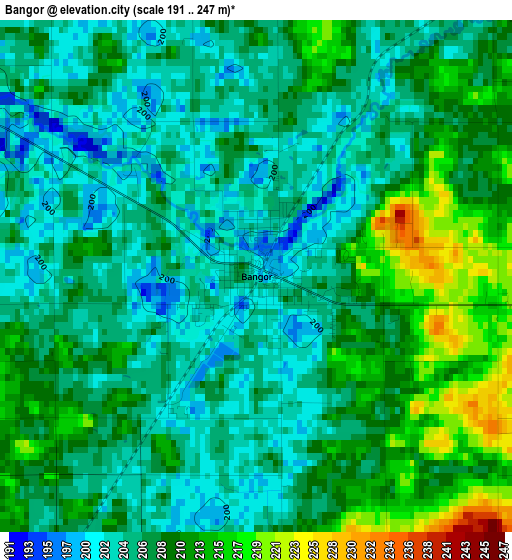 Bangor elevation map