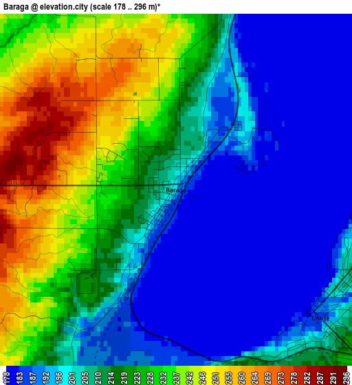 Baraga elevation map