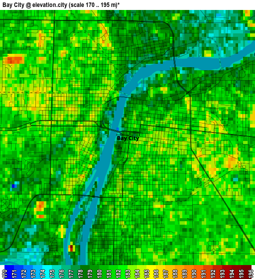 Bay City elevation map