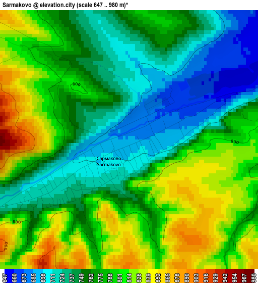 Sarmakovo elevation map