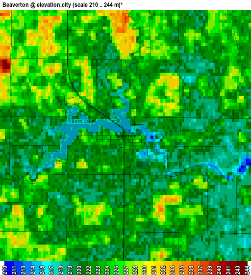 Beaverton elevation map