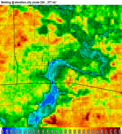 Belding elevation map