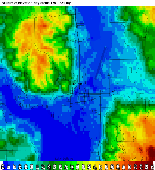 Bellaire elevation map