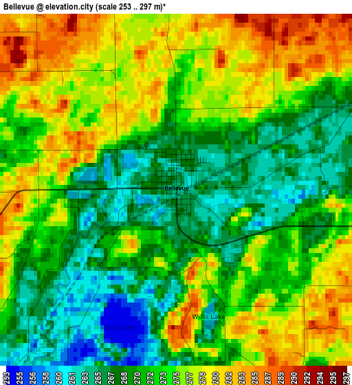 Bellevue elevation map