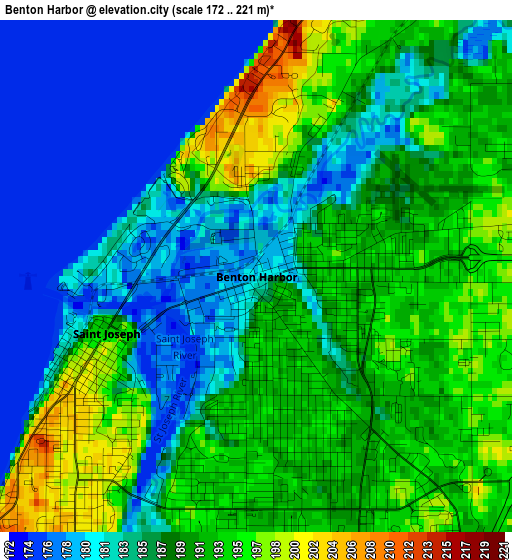 Benton Harbor elevation map