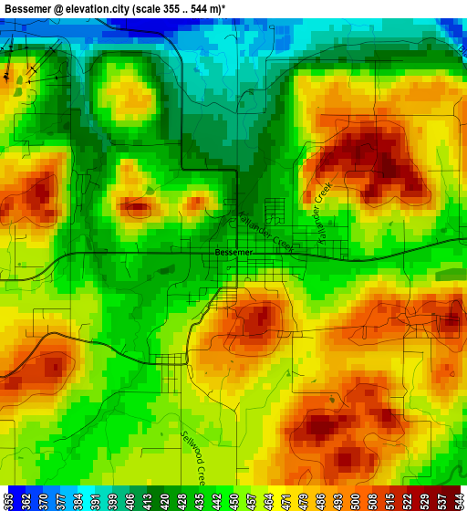 Bessemer elevation map