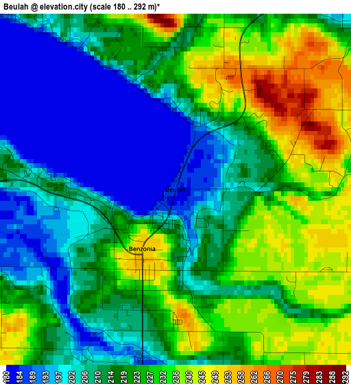 Beulah elevation map