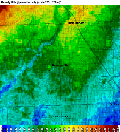 Beverly Hills elevation map