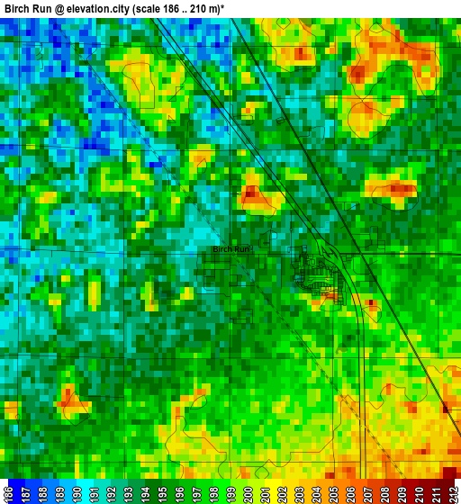 Birch Run elevation map