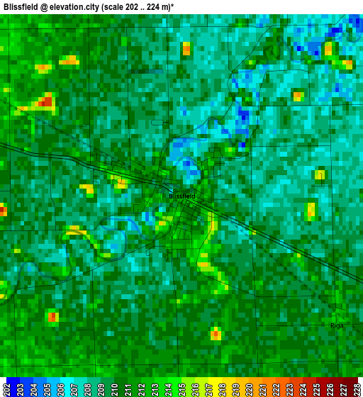 Blissfield elevation map