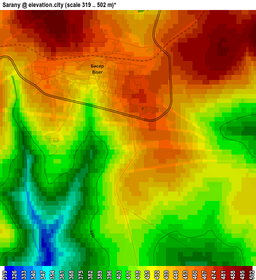 Sarany elevation map