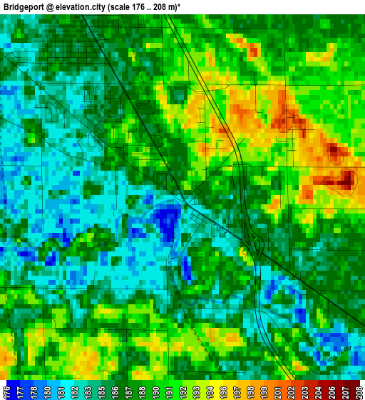 Bridgeport elevation map