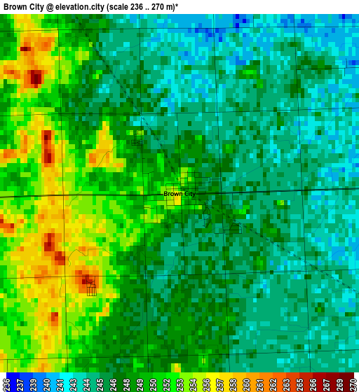 Brown City elevation map