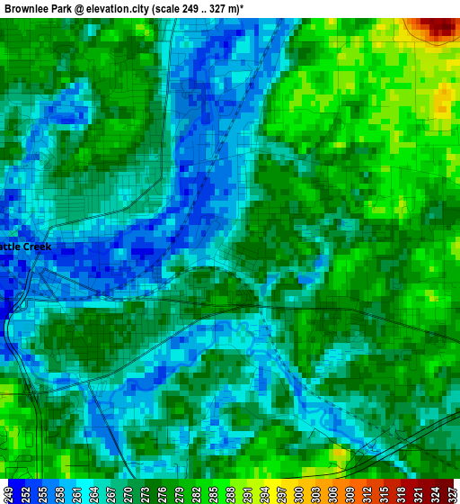 Brownlee Park elevation map