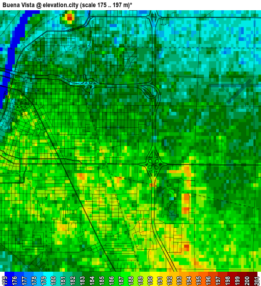 Buena Vista elevation map