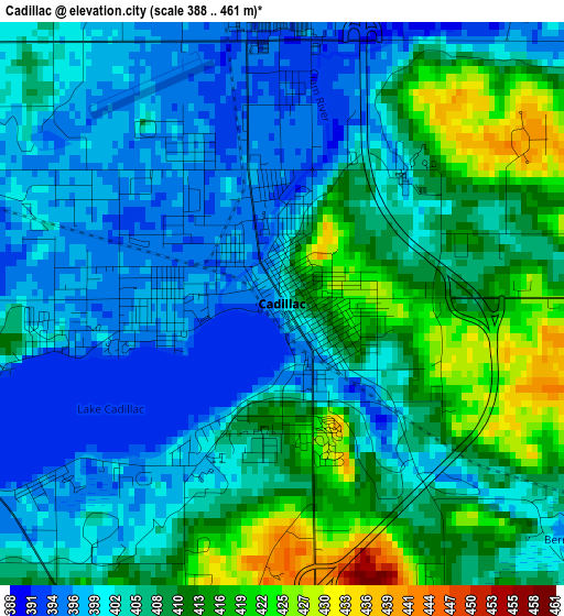 Cadillac elevation map