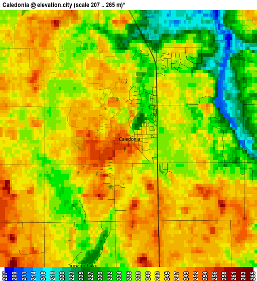 Caledonia elevation map