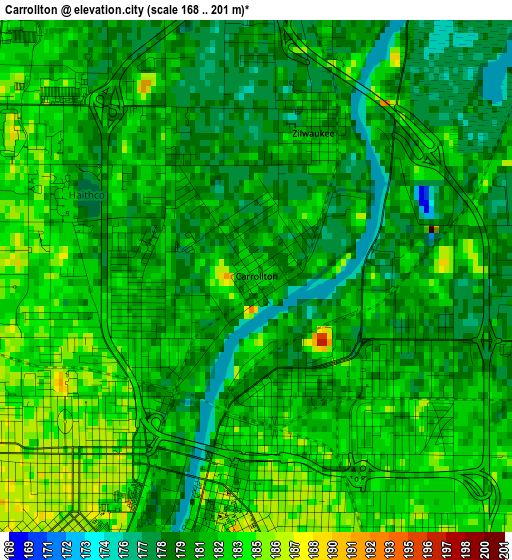 Carrollton elevation map