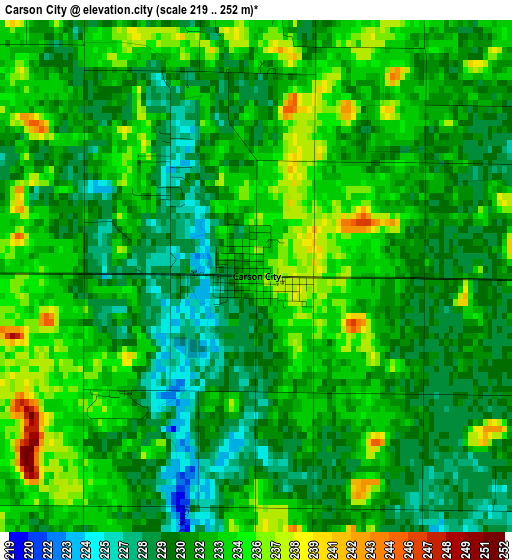 Carson City elevation map