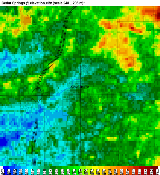 Cedar Springs elevation map