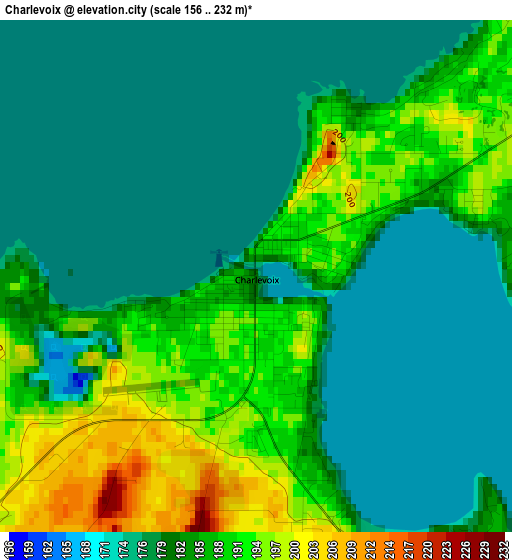 Charlevoix elevation map