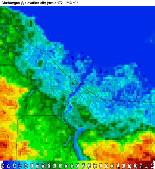 Cheboygan elevation map