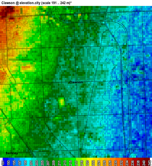 Clawson elevation map