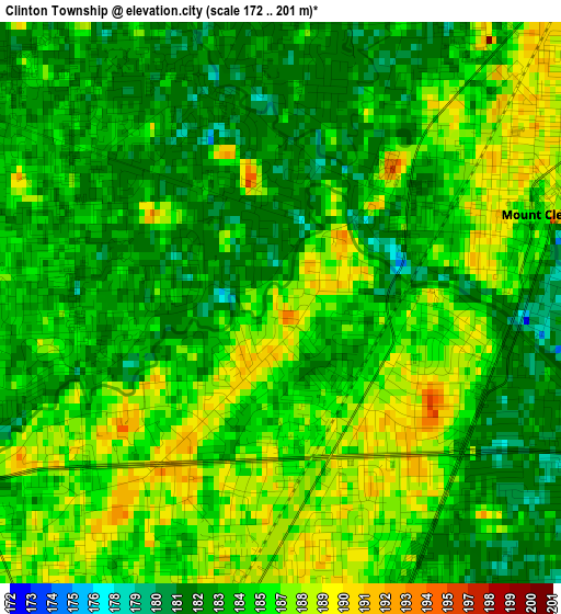 Clinton Township elevation map