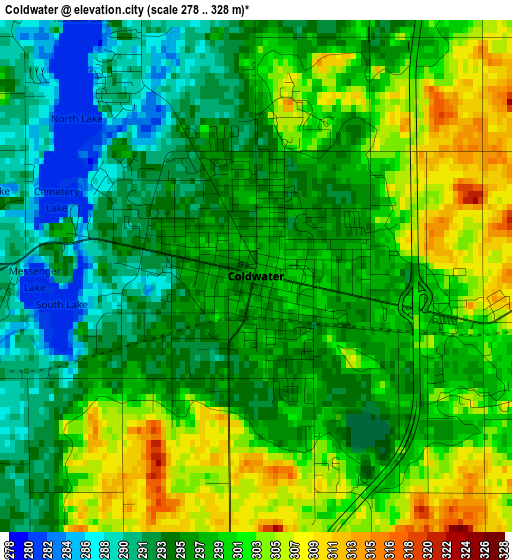 Coldwater elevation map