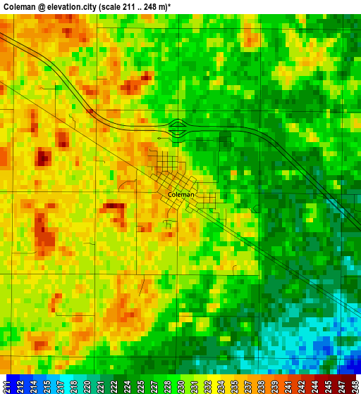 Coleman elevation map