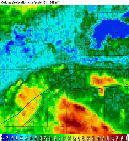 Coloma elevation map