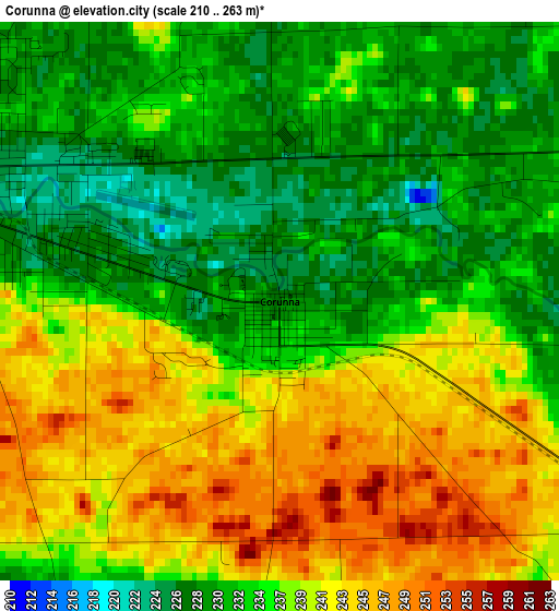 Corunna elevation map