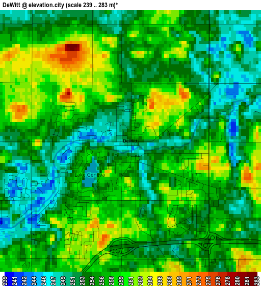 DeWitt elevation map