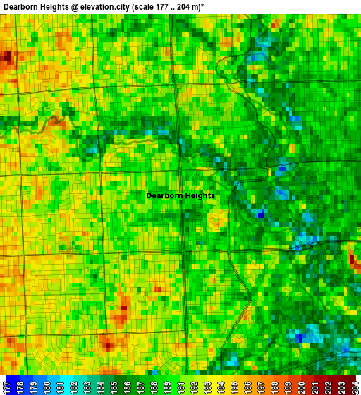 Dearborn Heights elevation map