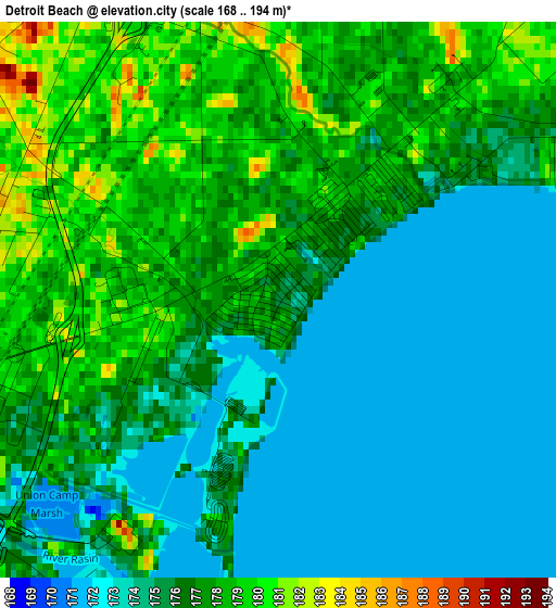 Detroit Beach elevation map