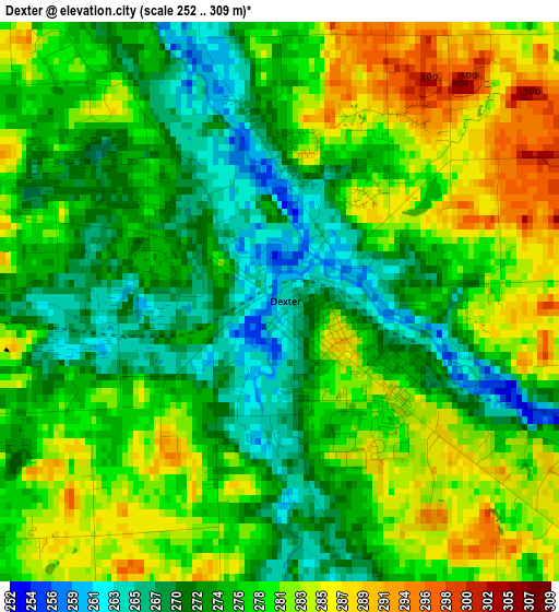 Dexter elevation map