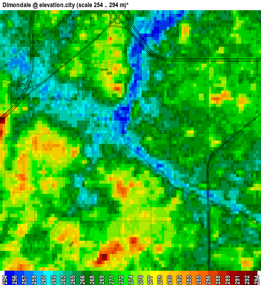 Dimondale elevation map