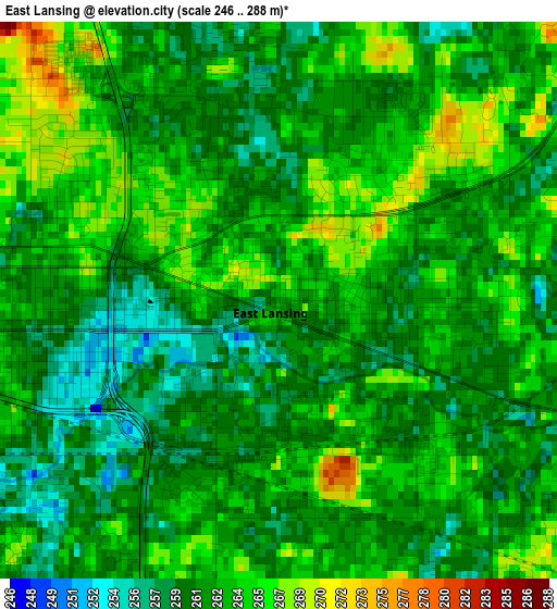 East Lansing elevation map